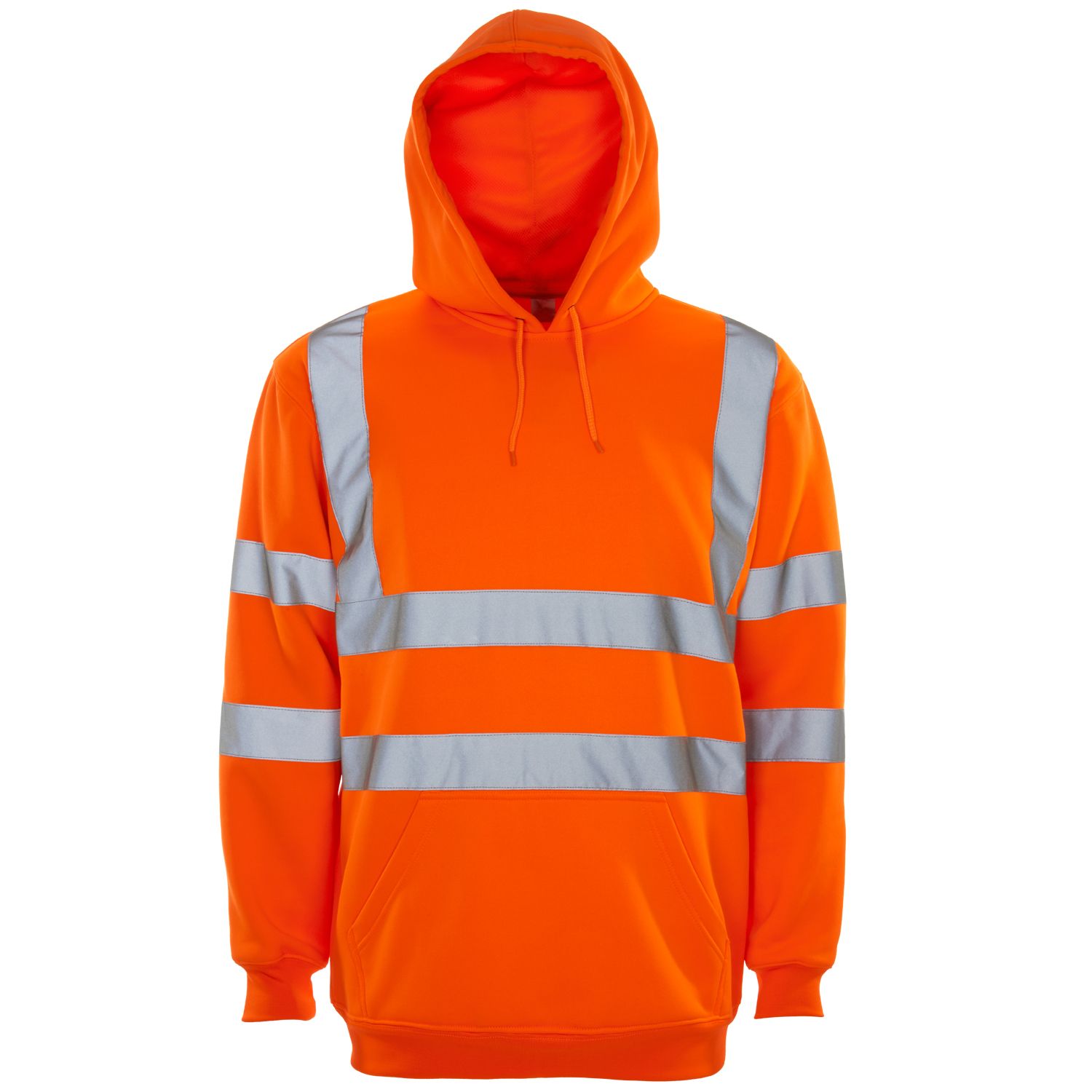 Hi-Vis Pullover Hoodie with Ribbed Cuff and Hem