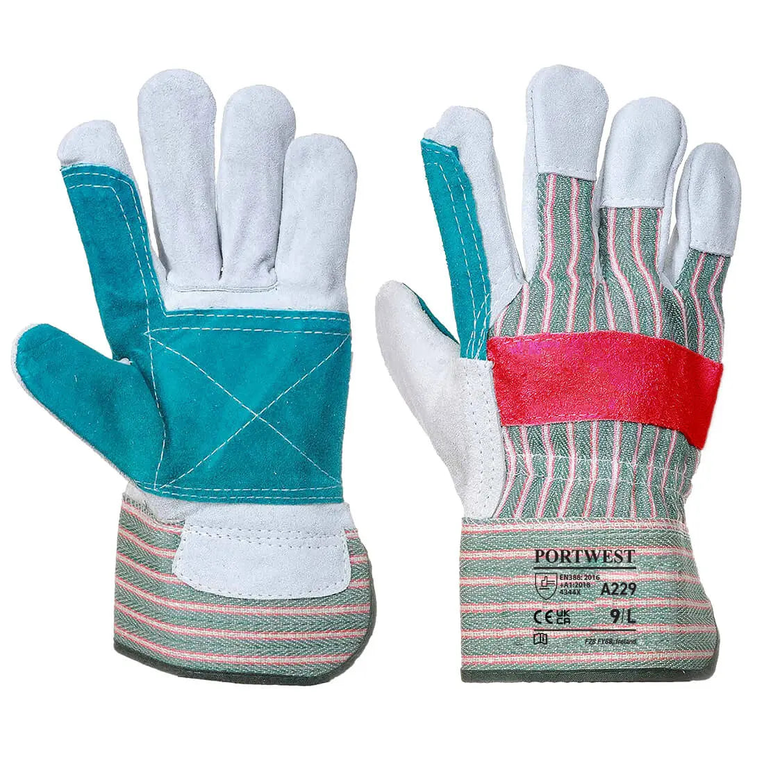 Leather Rigger 320 Cow Split Reinforced Palm Glove (Pack of 12) Portwest