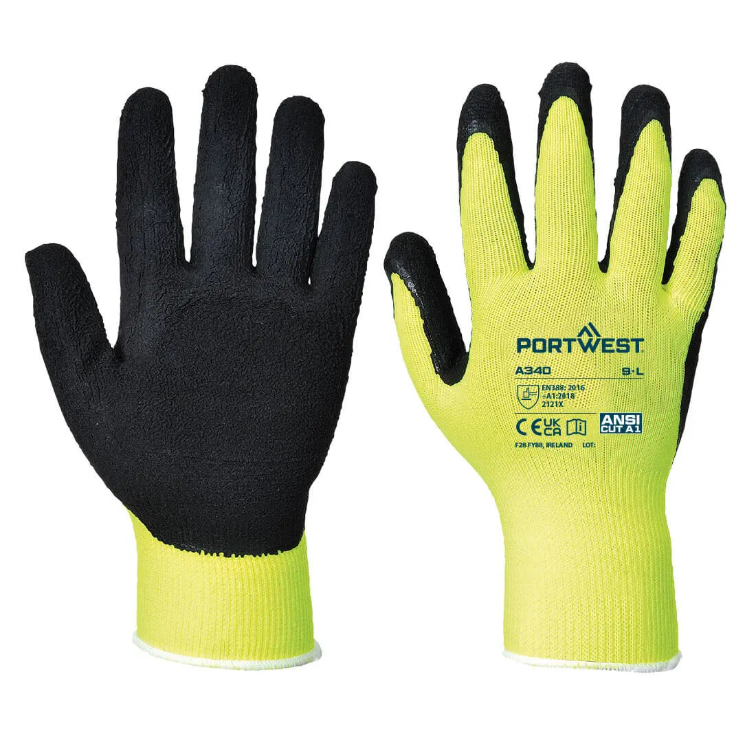 Grip 13 Latex Foam Hi-Vis Glove (Pack of 12) - Hi-Vis Trousers