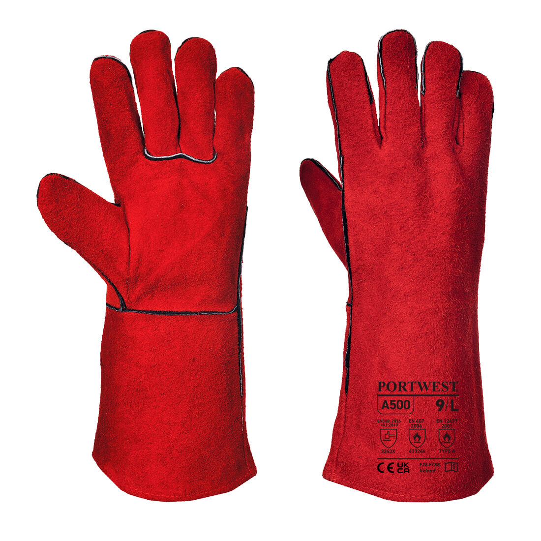 Welders 210 Split Leather Red Gauntlet - Hi-Vis Trousers