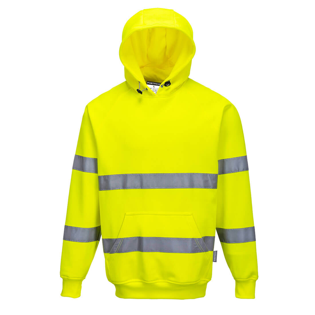 Hi-Vis Pullover Hoodie with Ribbed Cuff and Hem