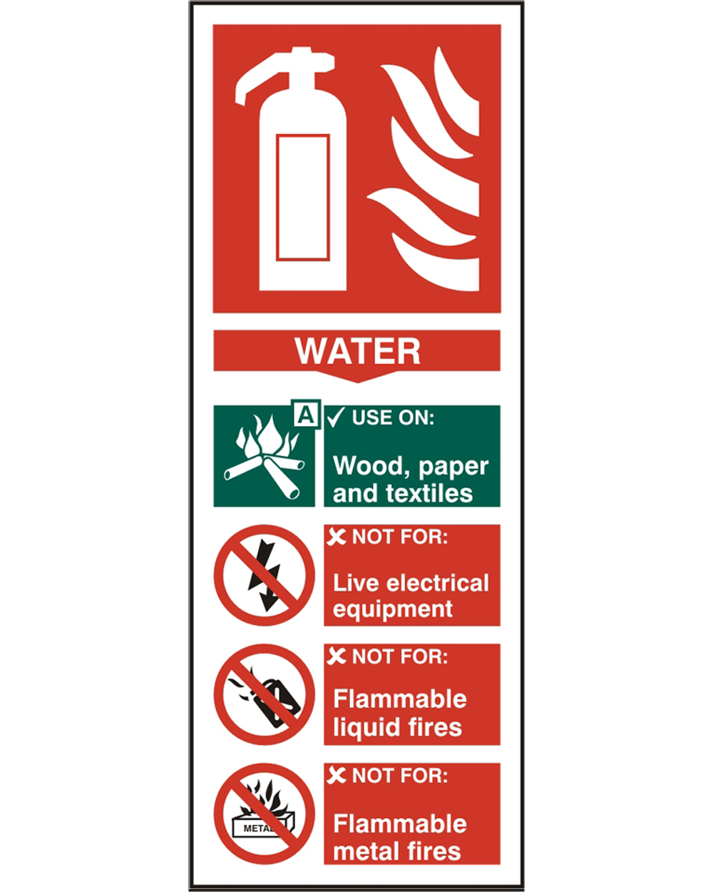 Fire Extinguisher Water Sign Self Adhesive