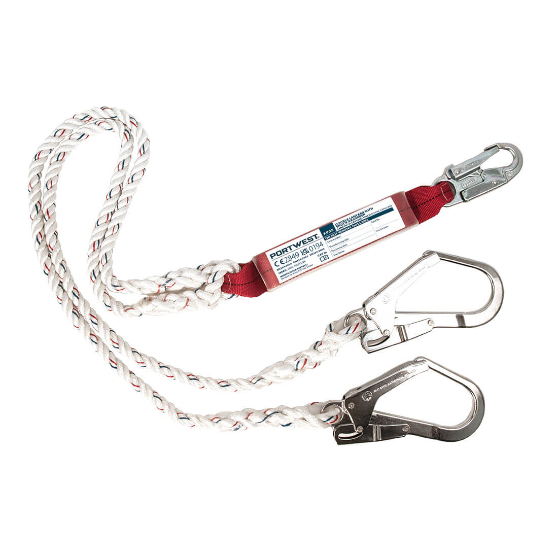 Double 1.8m Lanyard With Shock Absorber Portwest