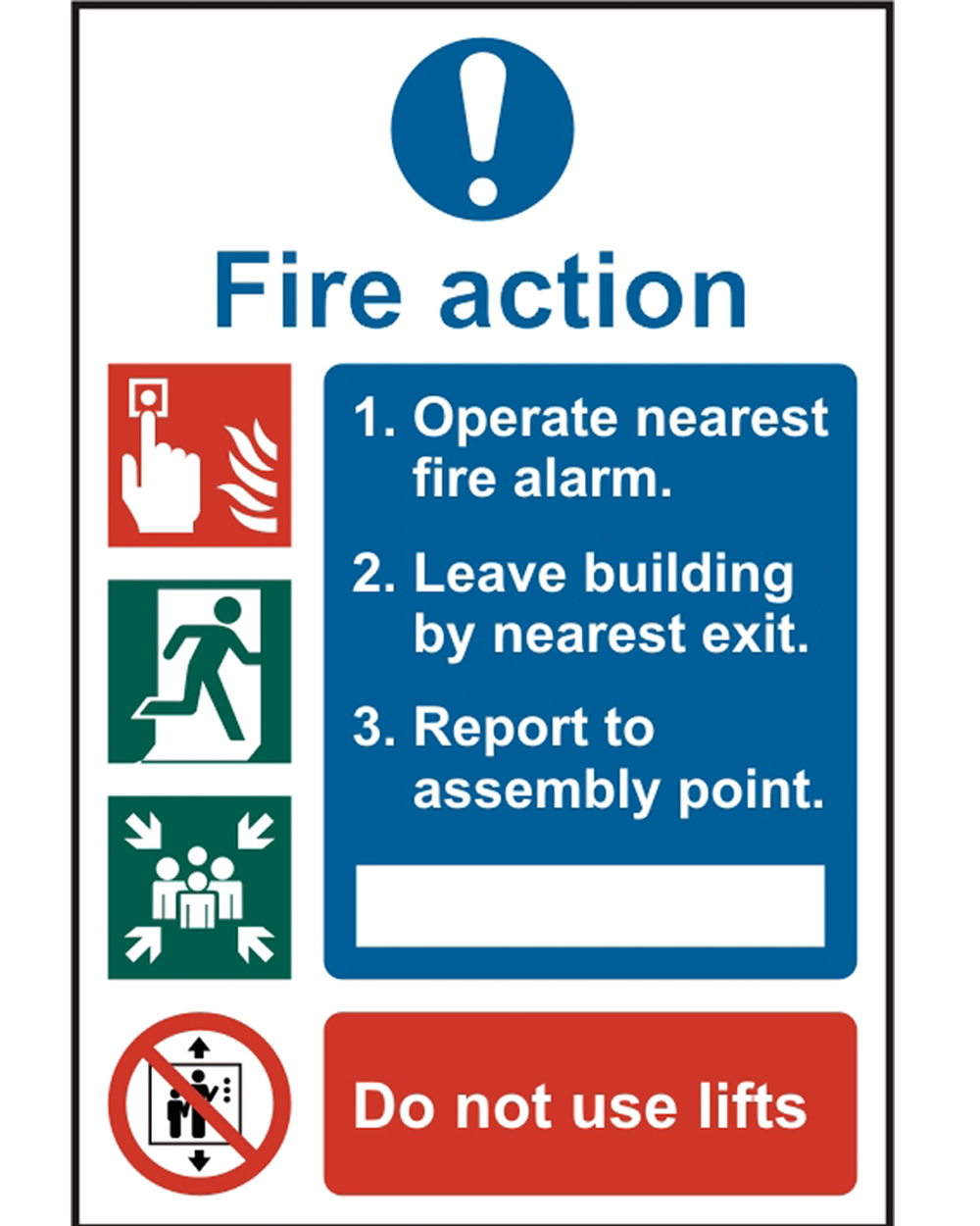 Fire Action Procedure Sign (Pack OF 5) Beeswift