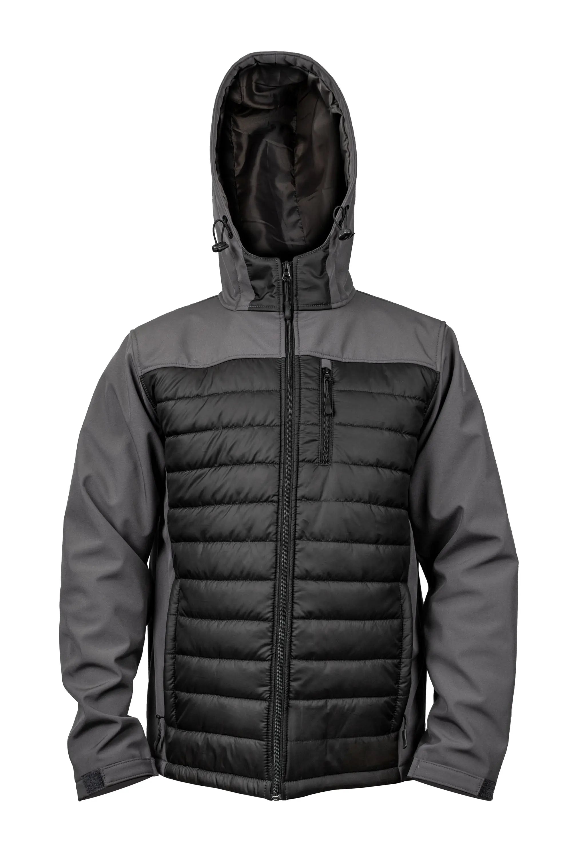 Hybrid Softshell Jacket with Hood (Grey / Black) - Hi-Vis Trousers