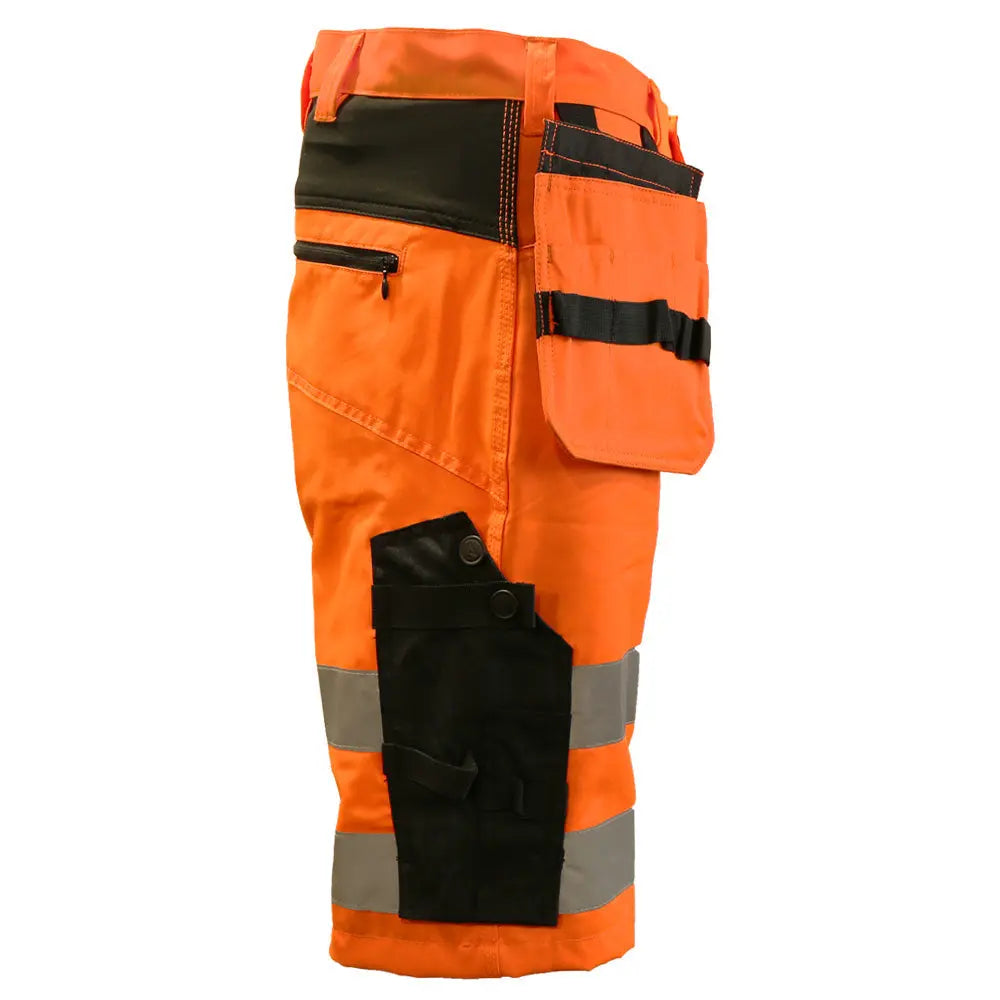 Slim Fit Stretch Work Shorts with Removable Holster Pockets - Hi-Vis Trousers