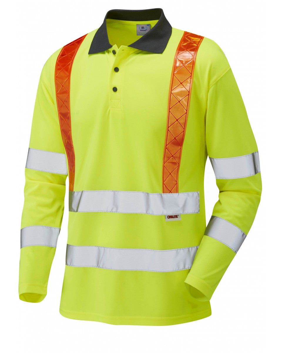 Bickleton Long Sleeve Polo Shirt With Red Braces Leo Workwear