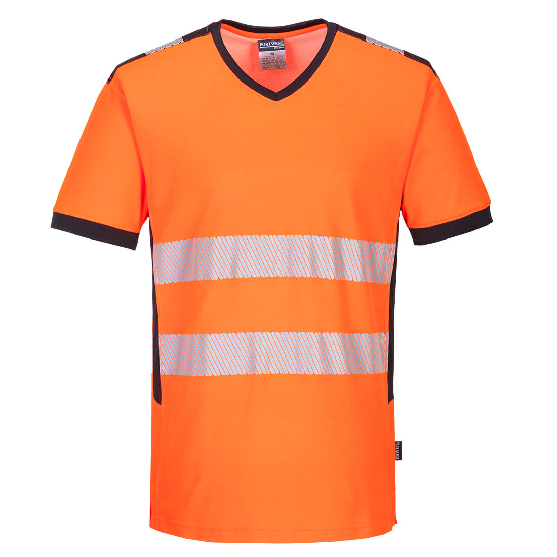 PW3 Hi-Vis V-Neck Mesh Insert T-Shirt S/S Portwest