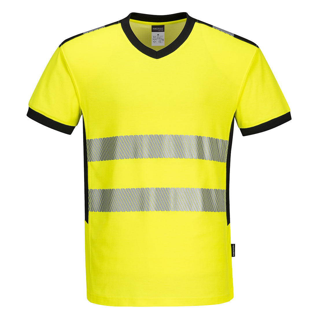 PW3 Hi-Vis V-Neck Mesh Insert T-Shirt S/S Portwest