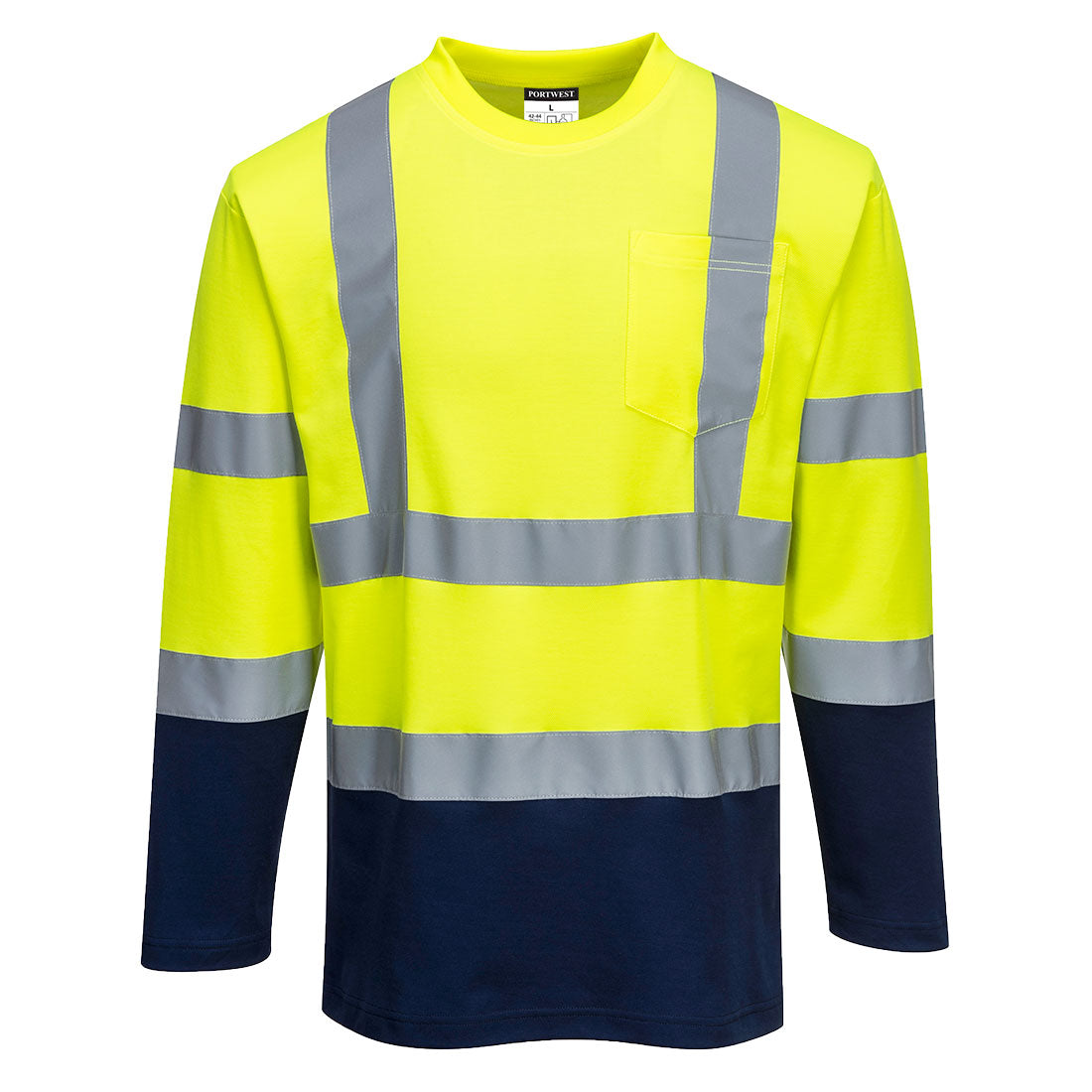 Hi-Vis Cotton Comfort Contrast T-Shirt L/S Portwest