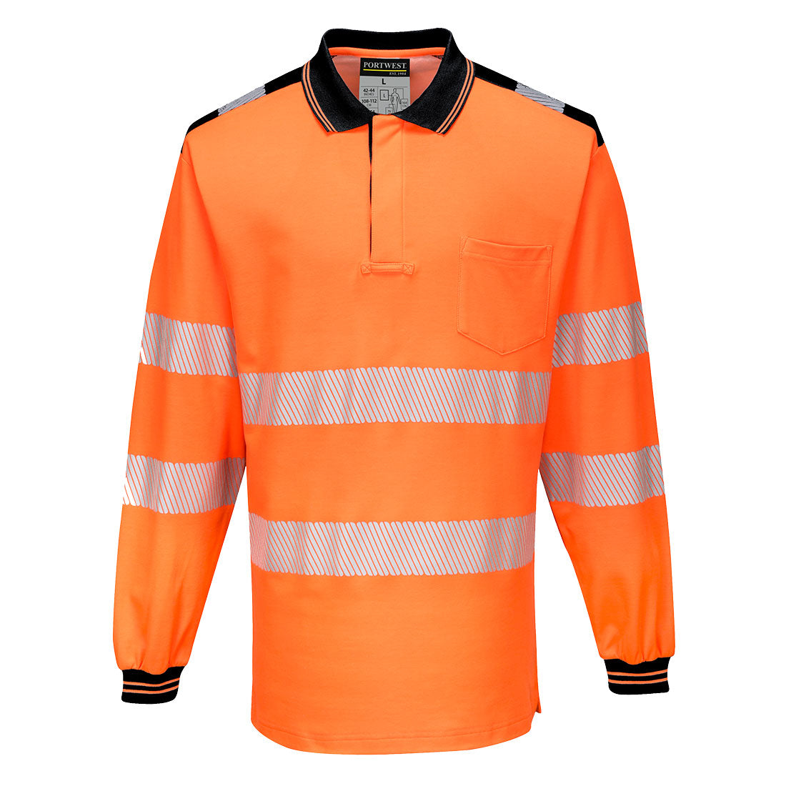 PW3 Hi-Vis Cotton Comfort Polo Shirt L/S Portwest