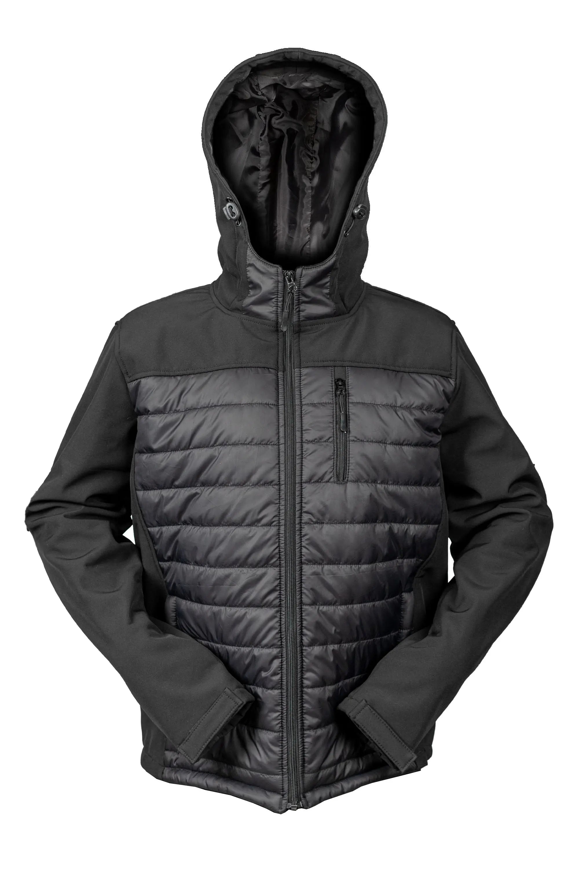 Hybrid Quilted Softshell Jacket with Hood (Black / Black) - Hi-Vis Trousers