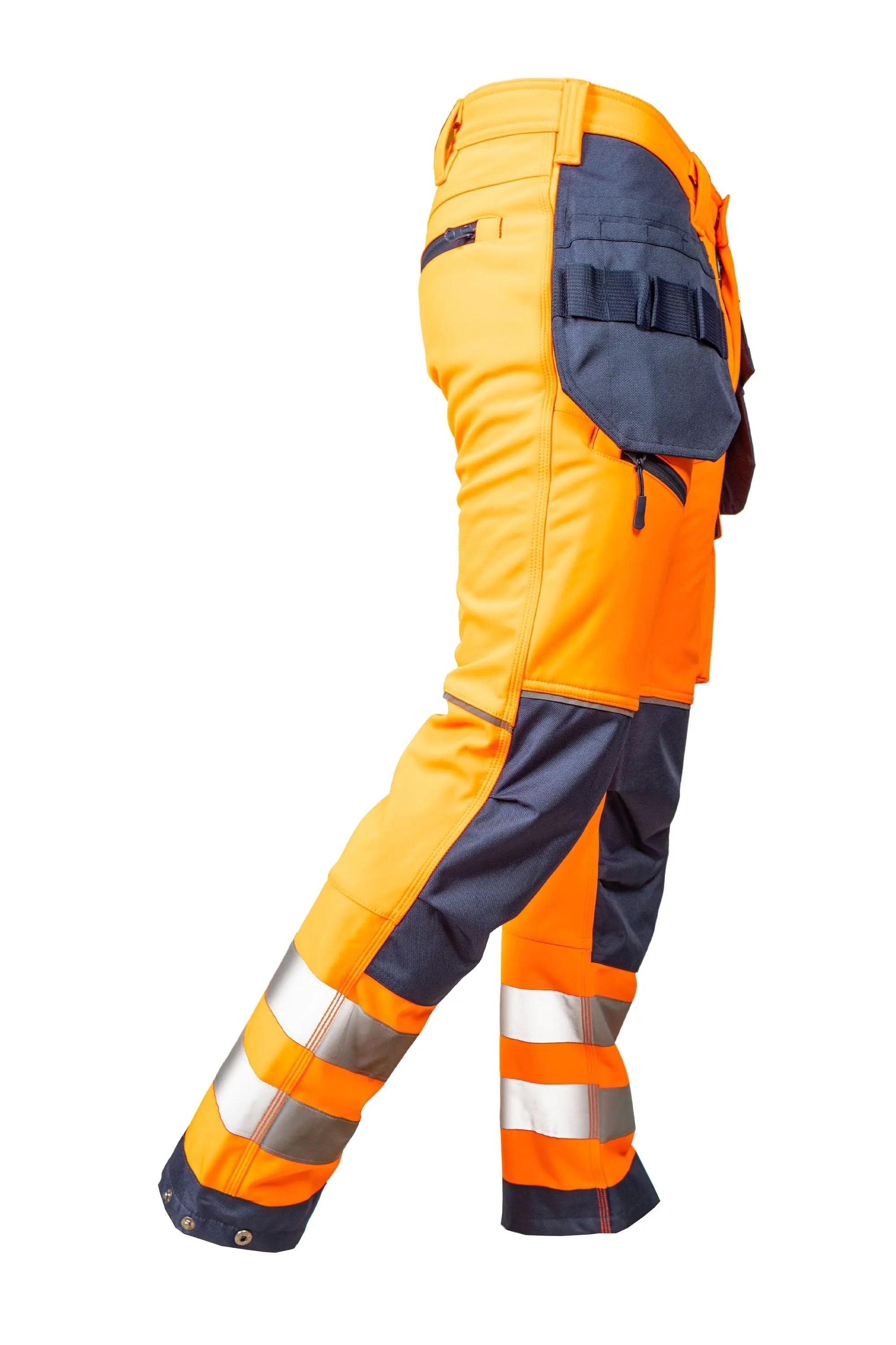 Slim Fit Stretch Softshell Hi-Vis Work Trousers with Holster Pockets - Hi-Vis Trousers